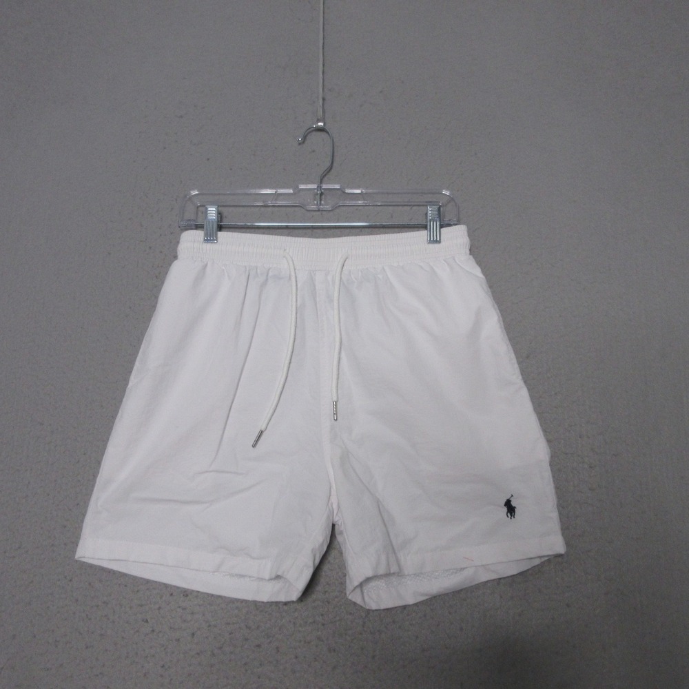 Polo Ralph Lauren Swim Shorts L White Trunks Lined Pony Logo Boys Kids Beach